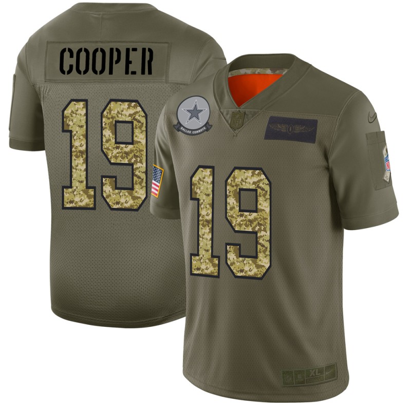 Men's Dallas Cowboys #19 Amari Cooper 2019 Olive/Camo Salute To Service Limited Stitched NFL Jersey